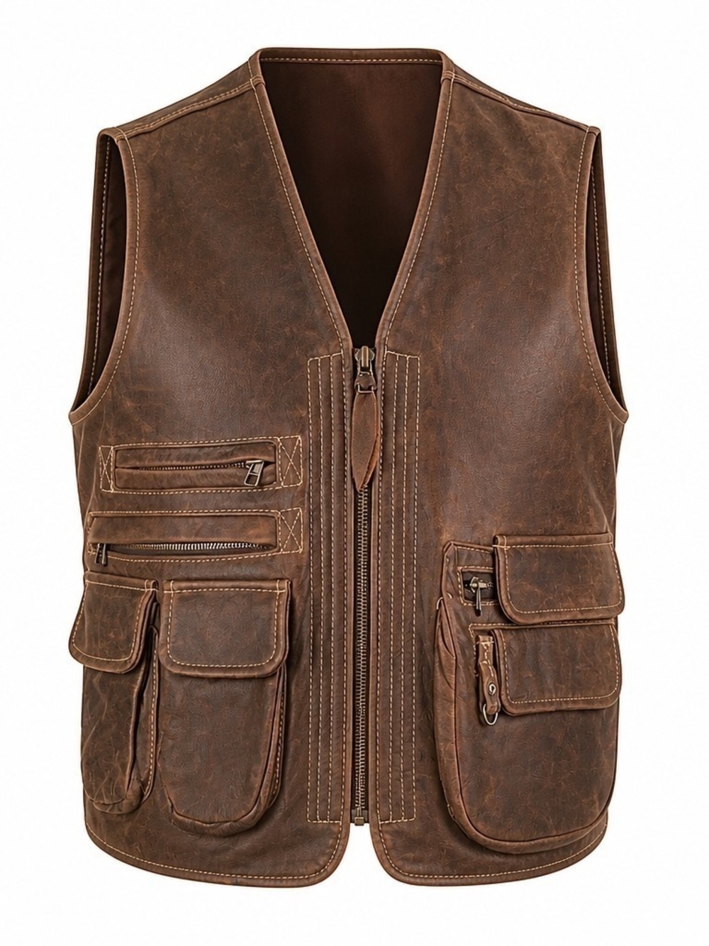 Simard & Voyer Authentic Vintage Leather Utility Vest Made in Canada Gorpcore L